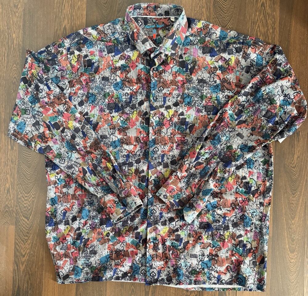 Luchiano Visconti 2XLT Multicolor Abstract Paisley Shirt
